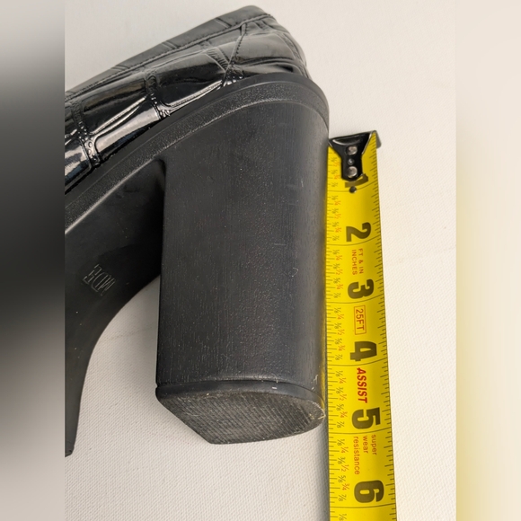 MDE PLATFORM LOAFER WOMENS US 9 EU 40 BLACK FAUX CROCODILE Chunky HEELS Loafers - Picture 9 of 9